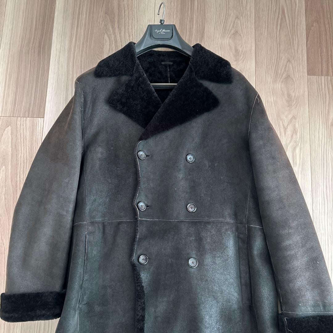 ソ*b様 ジルサンダー　ムートン　ロングコート　黒　48 XL レザー