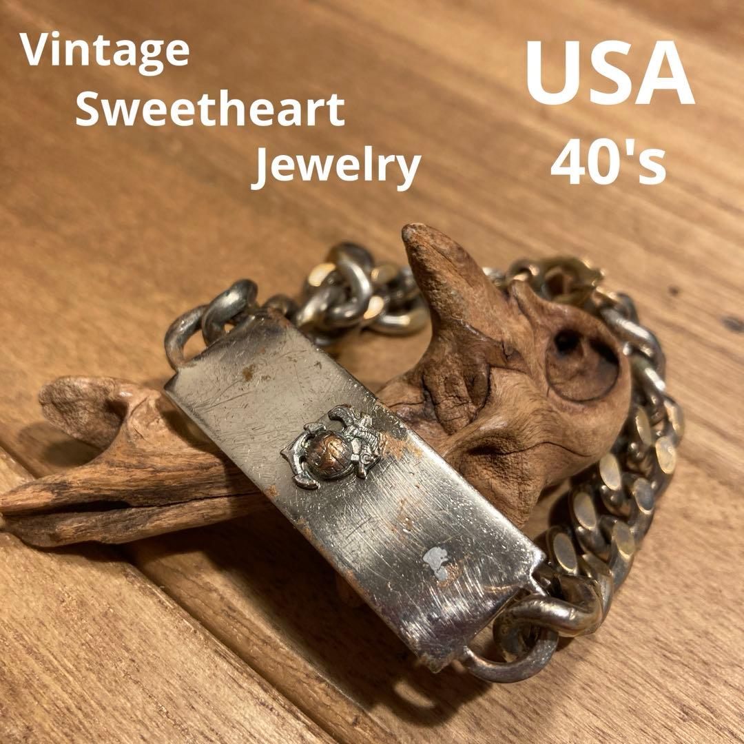 USAビンテージ　40's IDブレスレット　 スイートハートジュエリー　ww2