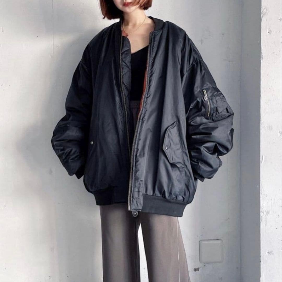 MA-1 フライトジャケット ボンバージャケット ブラック 中綿 ミリタリー