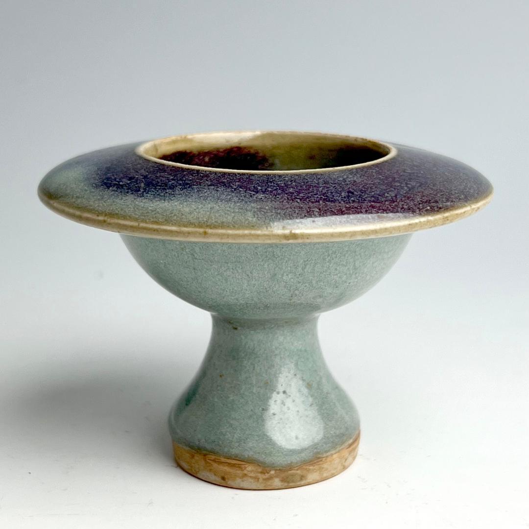 鈞窯天藍釉紫斑高足盃台 唐物 中国古玩 中国美術 A926