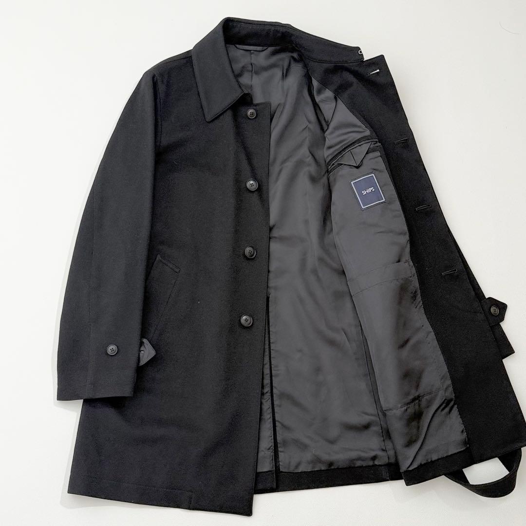 SHIPS ロロピアーナ ストームシステム ステンカラーコート M 黒 ベルト