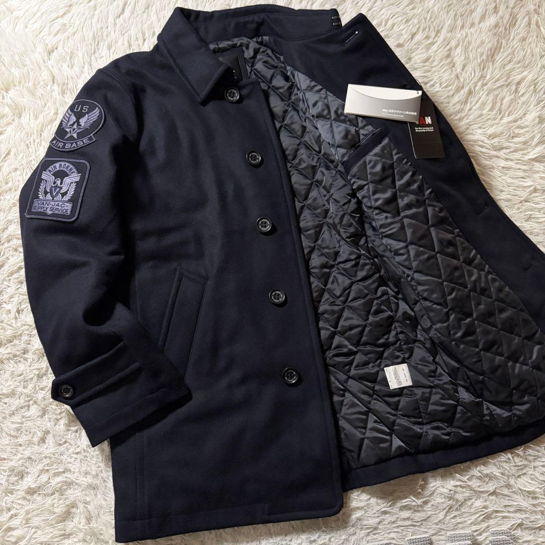 未使用/タグ付■VAN JACKET ステンカラーコート　ワッペン　ネイビー　M
