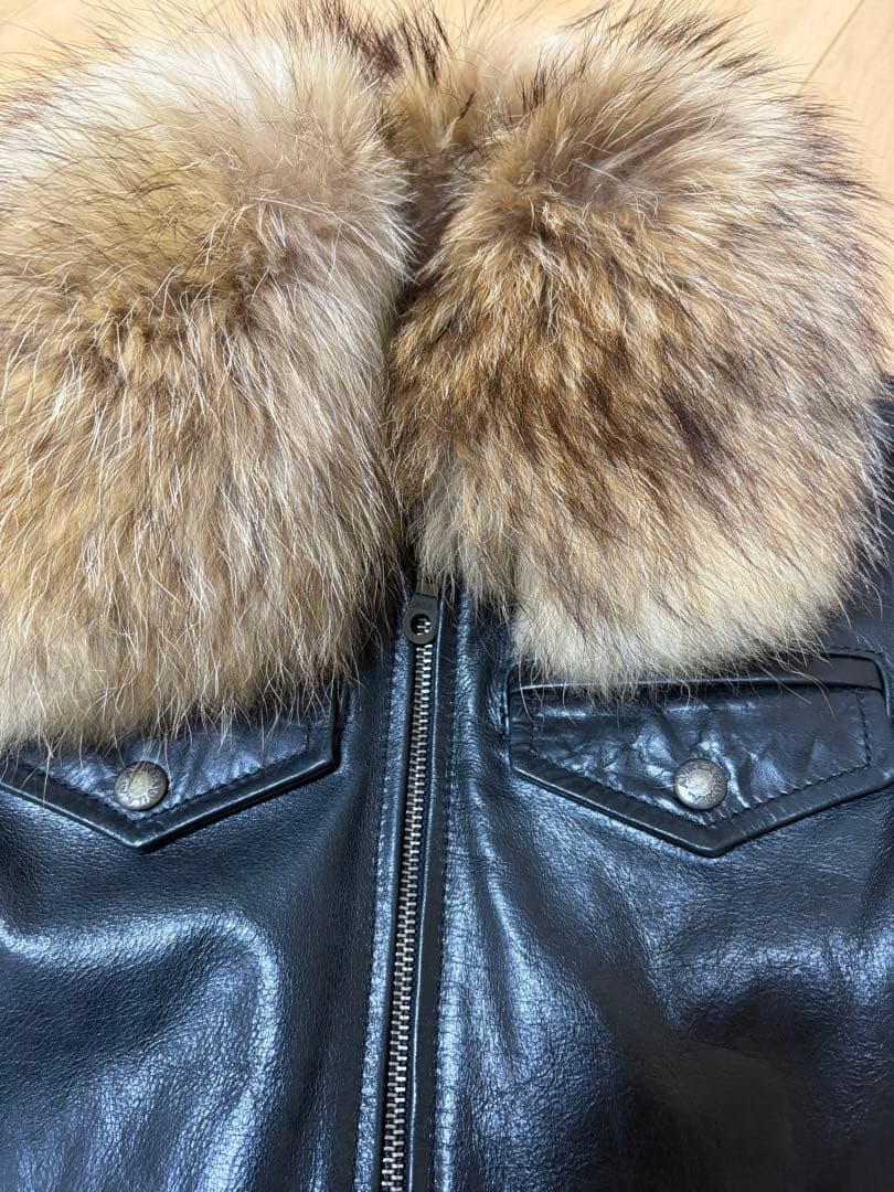 アビレックス　ファー襟付きレザージャケット　S