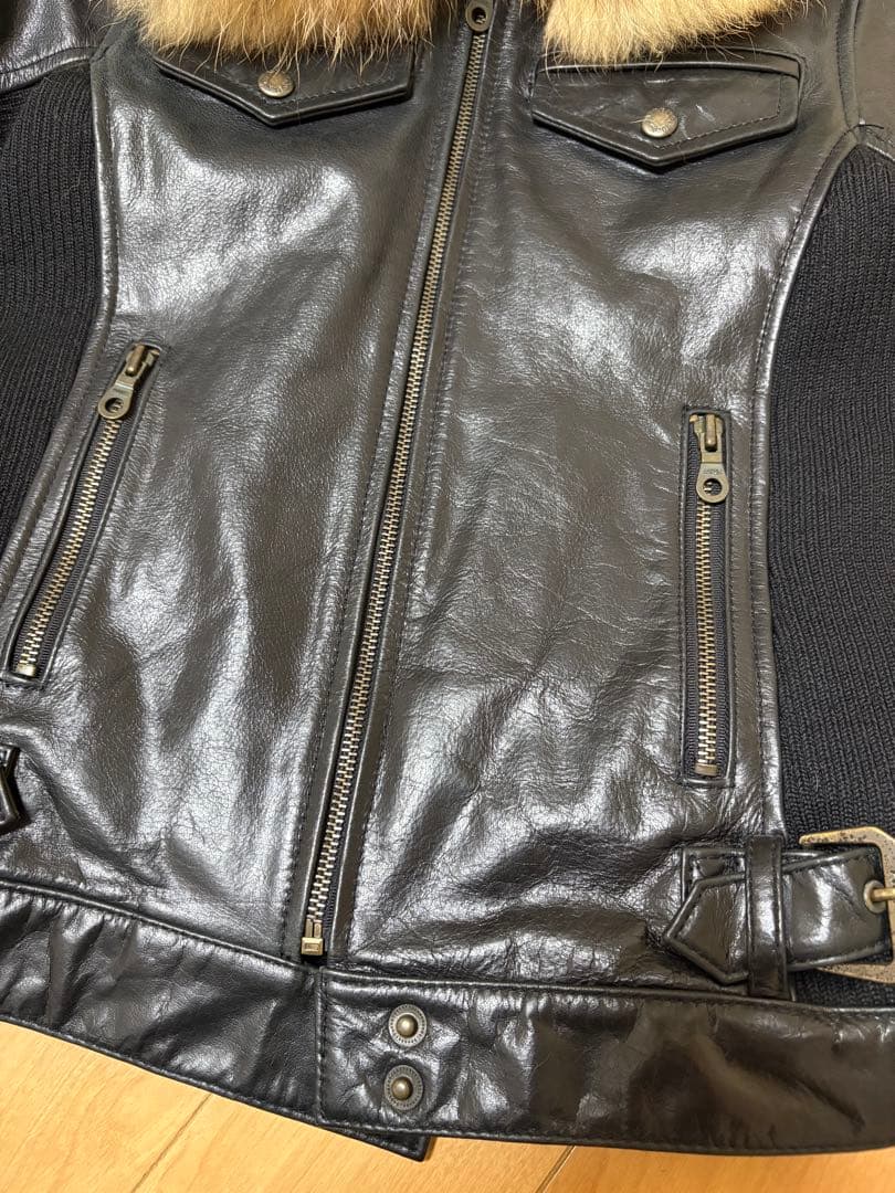 アビレックス　ファー襟付きレザージャケット　S