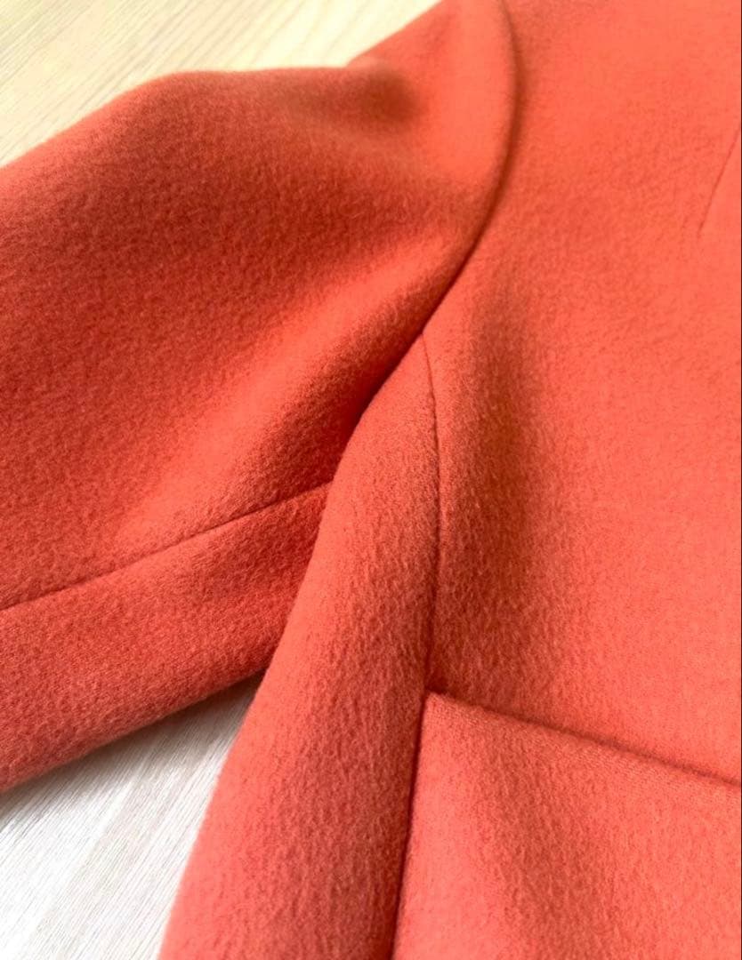 UN3D. アンスリード バイカラーアシンメトリーコート オレンジ×ネイビー