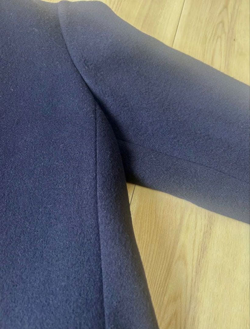 UN3D. アンスリード バイカラーアシンメトリーコート オレンジ×ネイビー