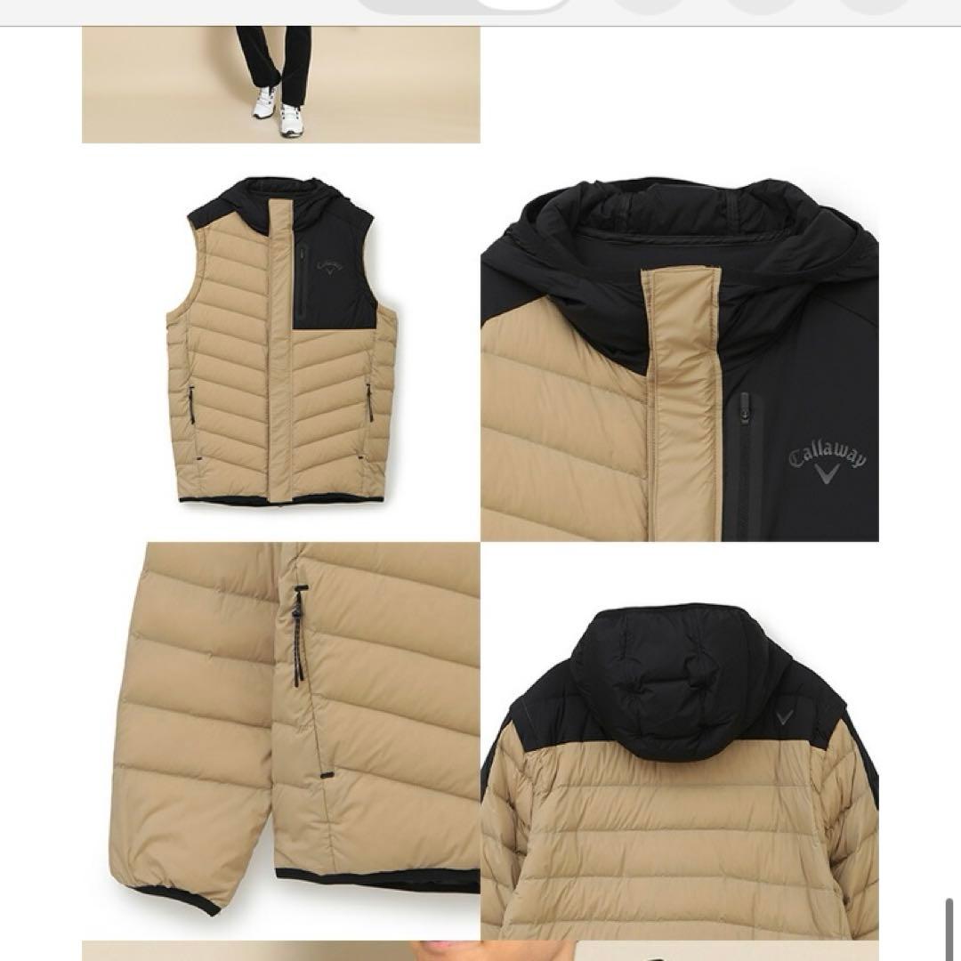 L 新品　キャロウェイ　メンズ　ストレッチ2way ダウンジャケット　黒ベージュ
