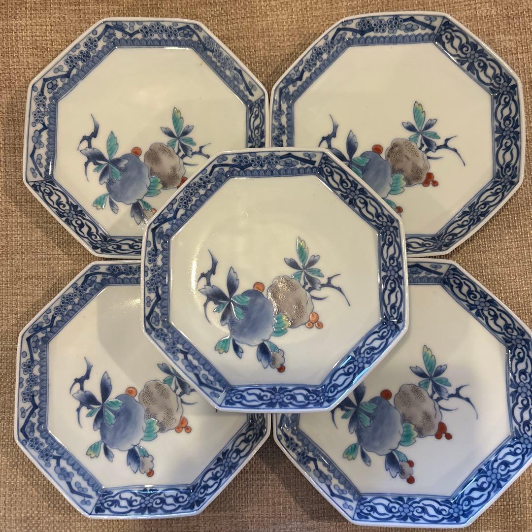 【DORA様】有田焼　今右衛門　錦撫子柑絵皿　5枚