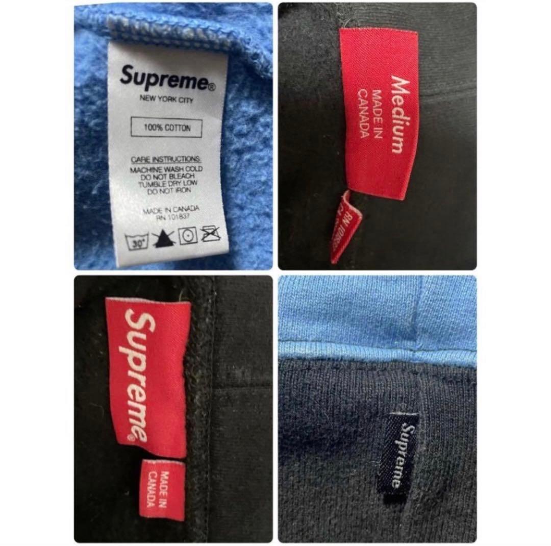 【即完売モデル】 シュプリーム センターロゴ 刺繍 パーカー バイカラー