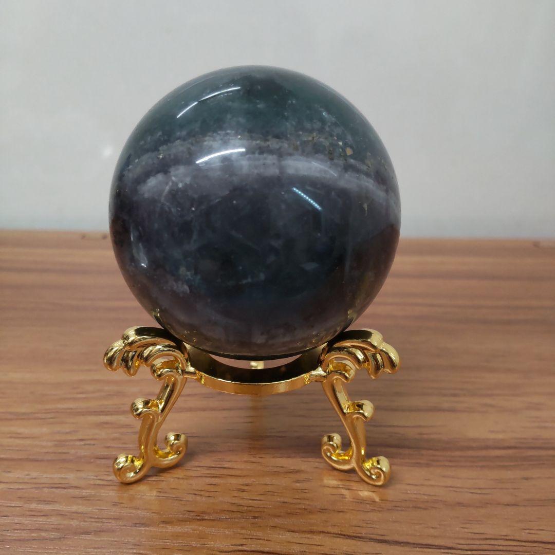 天然石　パイライトインフローライト(ギャラクシーフローライト)　スフィア台座付き