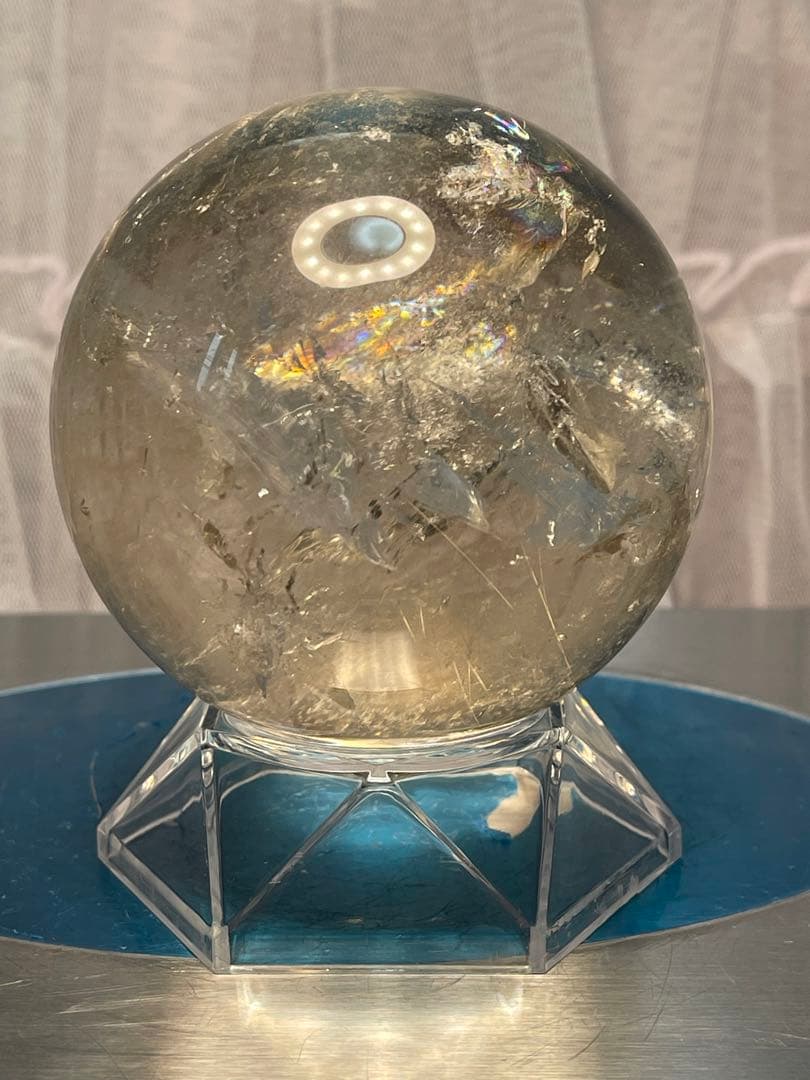 綺麗　高透明❣️天然石　 緑幽霊レインボーオーラ水晶 丸玉　スフィア 79.8ミリ