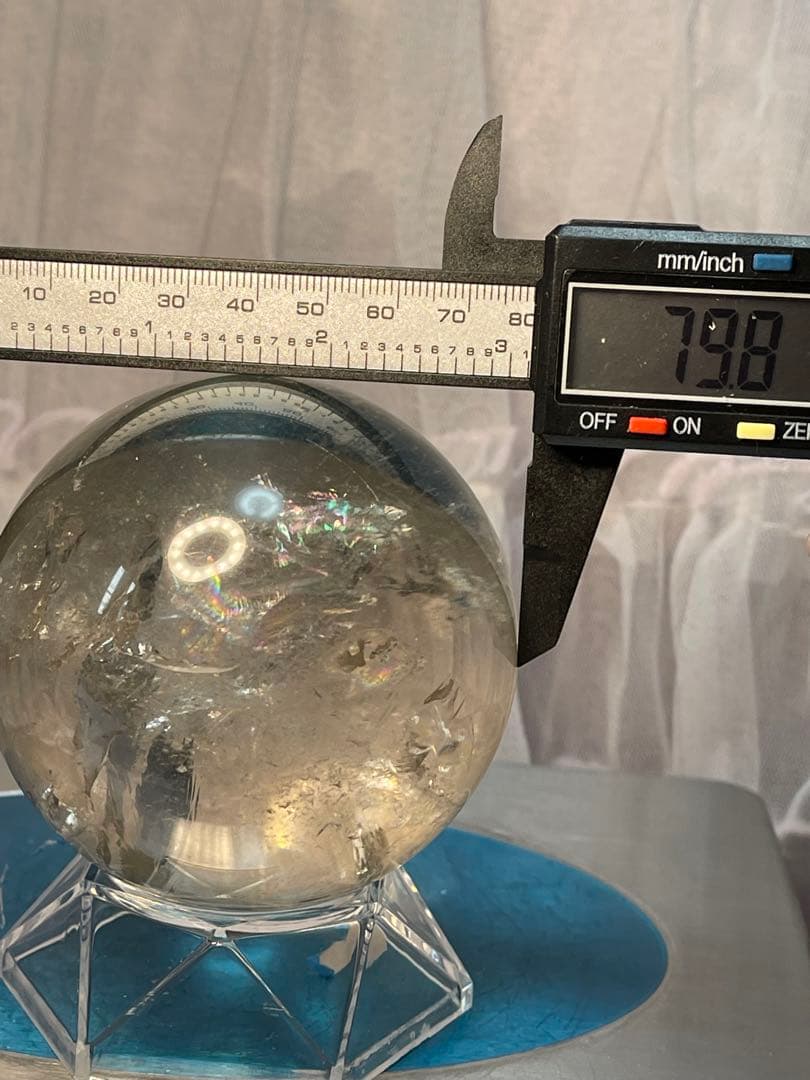 綺麗　高透明❣️天然石　 緑幽霊レインボーオーラ水晶 丸玉　スフィア 79.8ミリ