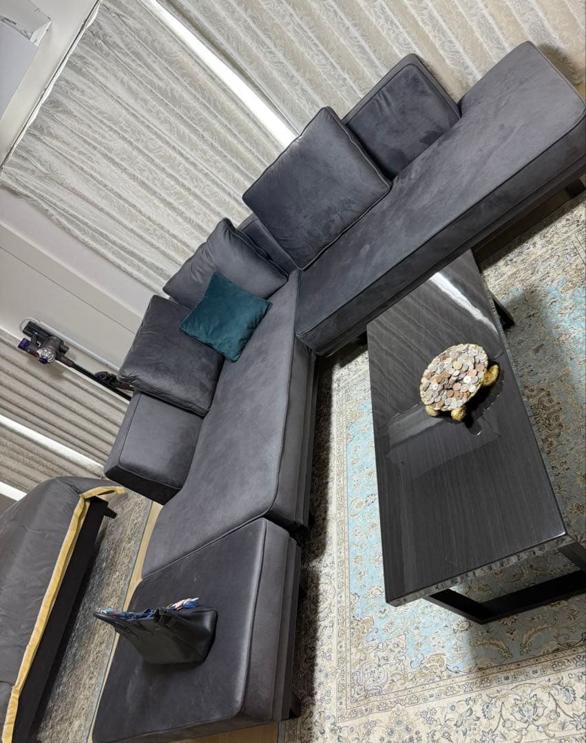 残り1ヶ月半❗️早い者勝ち❗️美品L型 カウチソファー オットマンセット 布製 撥水