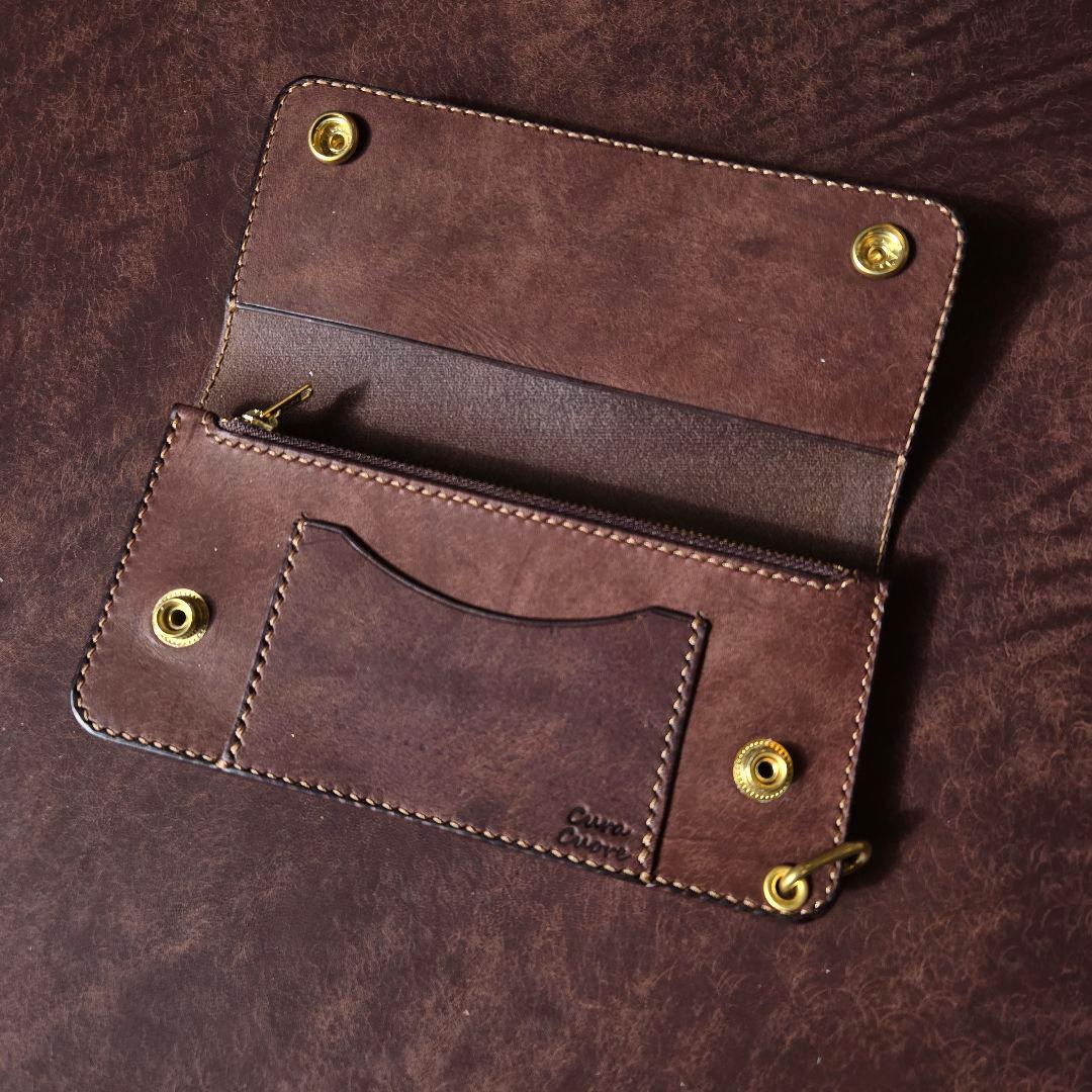 283ロング　トラッカーウォレット イタリアンレザーMARGOT【ダークブラウン