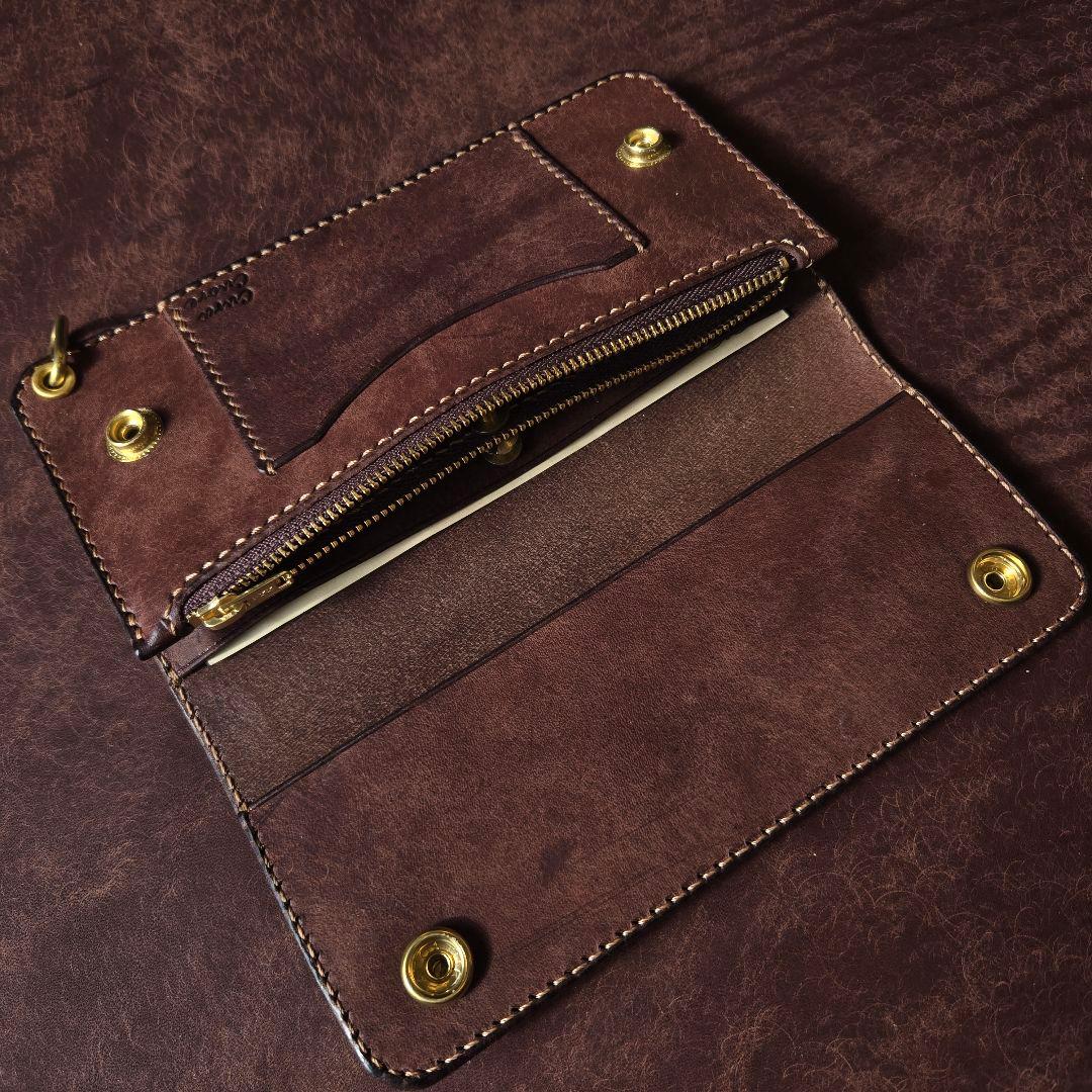 283ロング　トラッカーウォレット イタリアンレザーMARGOT【ダークブラウン