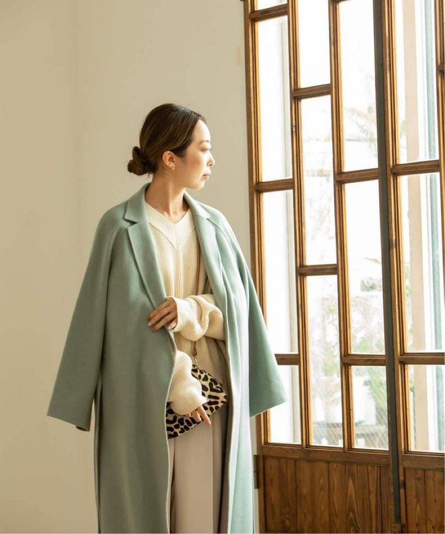 NOBLE 定価7万円 配色Iラインロングチェスターコート