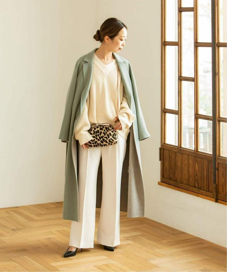 NOBLE 定価7万円 配色Iラインロングチェスターコート