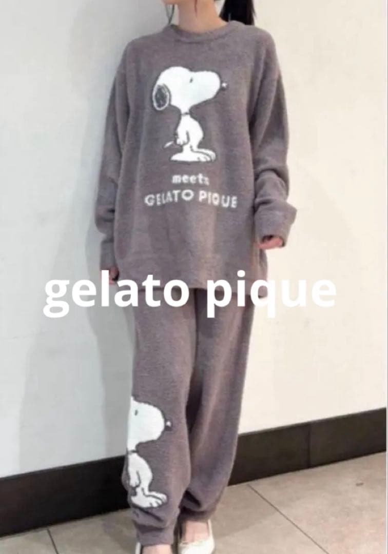 ジェラートピケオム❤︎スヌーピーベビモコジャガードプルオーバー&ロングパンツM