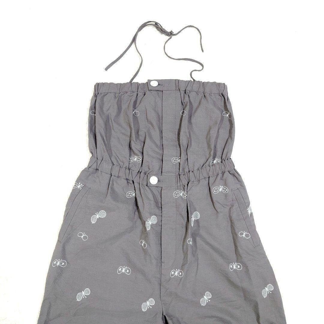 ミナペルホネン サロペット choucho グレー 麻 ストレッチ 日本製 美品
