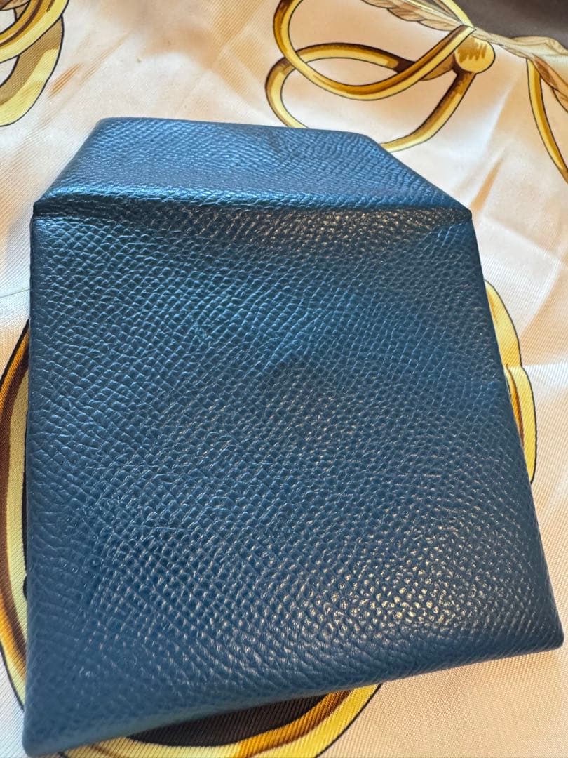 HERMES バスティア　ダークブルー レザー ケース