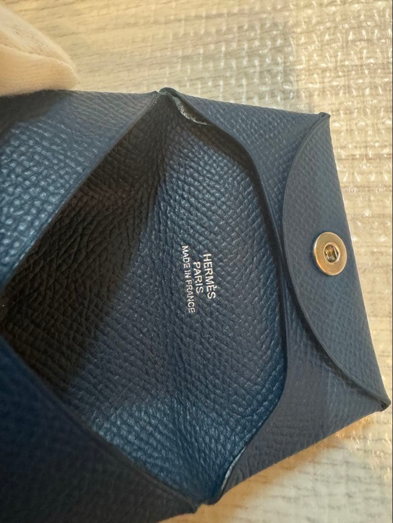 HERMES バスティア　ダークブルー レザー ケース