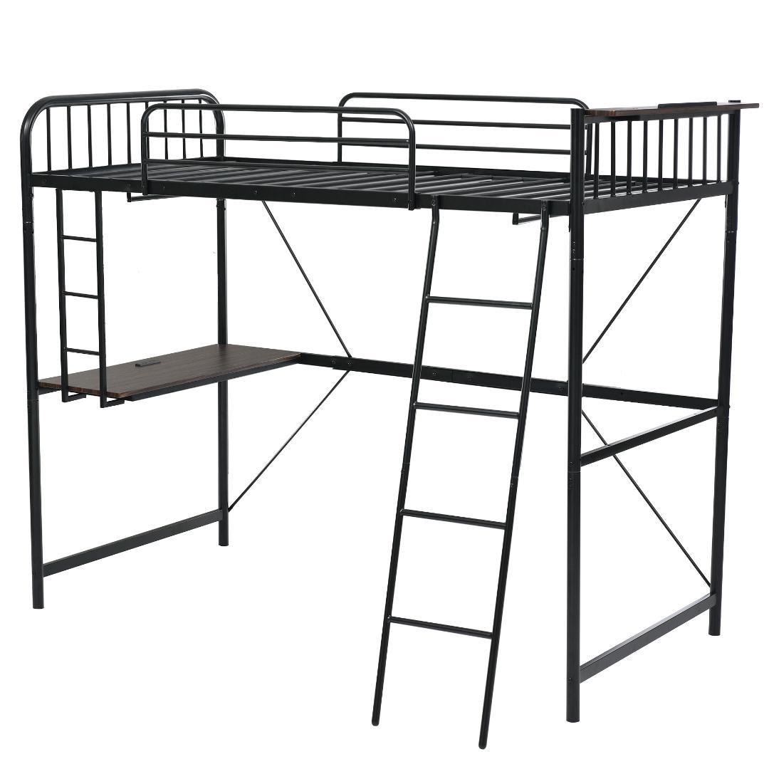 超人気！システムベット ロフトベッド シングル コンセント付き北欧風 Black