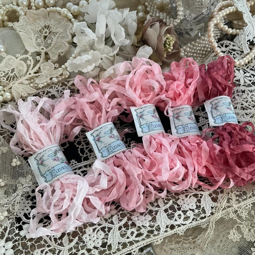 ６mｍ手染め色見本プティ・アンティーク　くしゅくしゅリボン