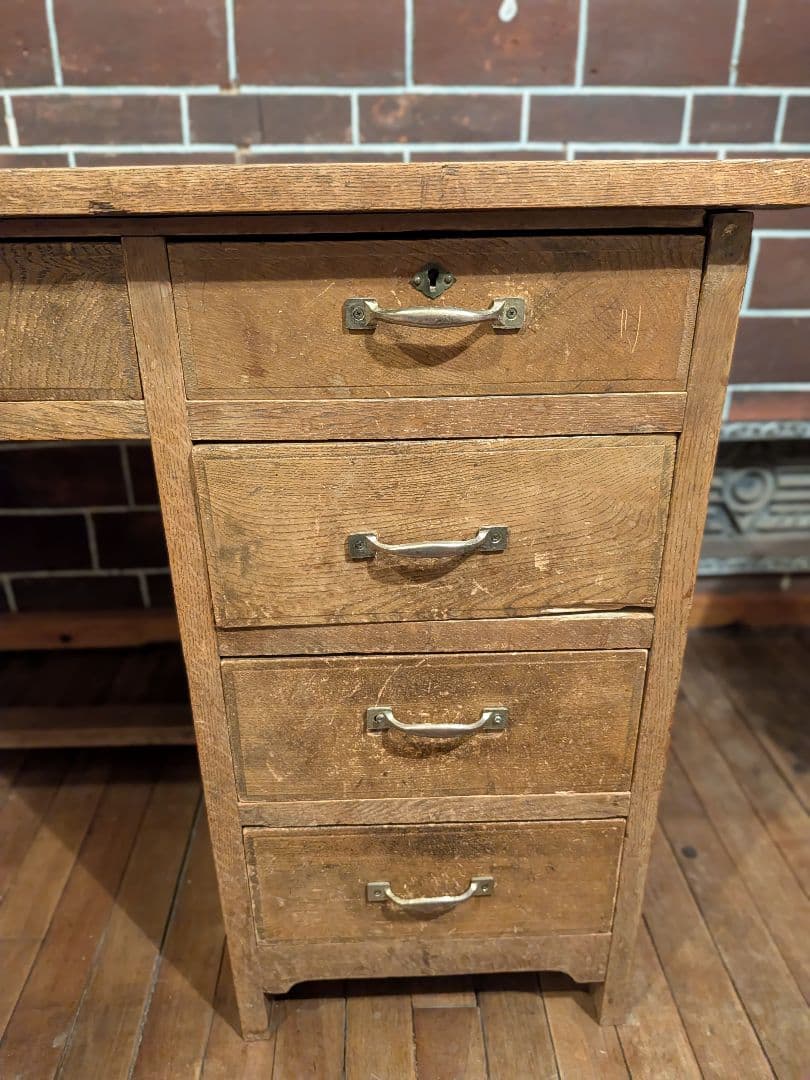 ヴィンテージ　アンティーク片袖机　ワークデスク