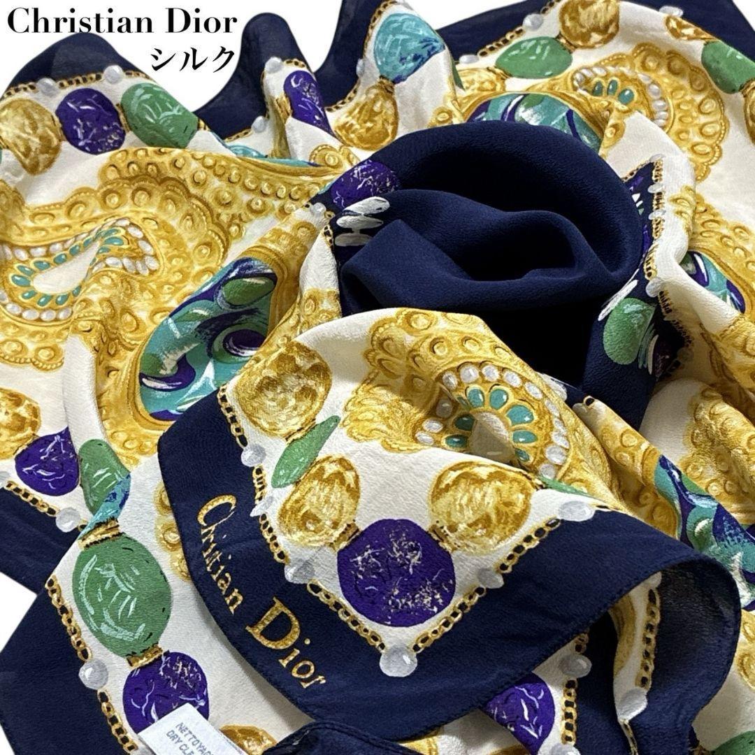 極美品✨Christian Dior シルク スカーフ ストール イタリア 宝石