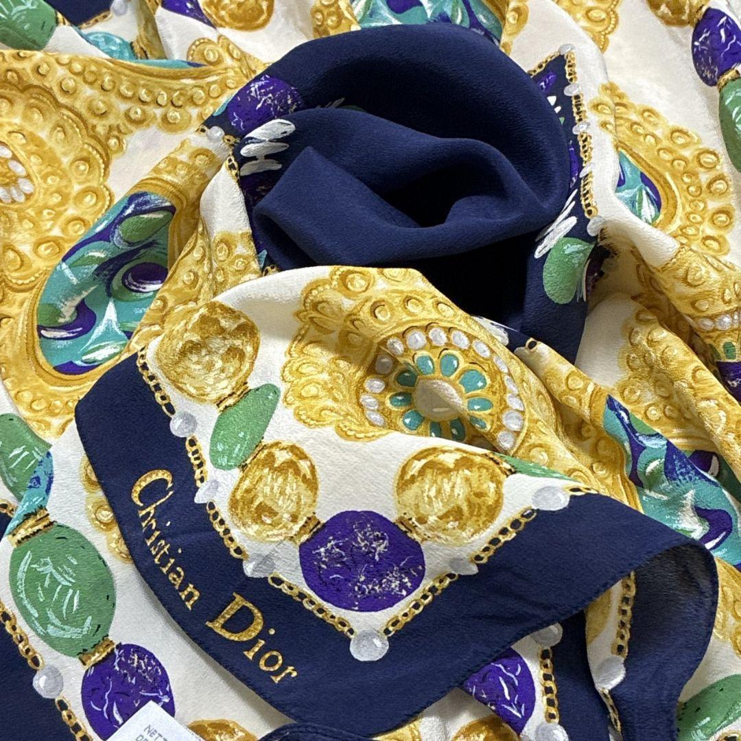 極美品✨Christian Dior シルク スカーフ ストール イタリア 宝石