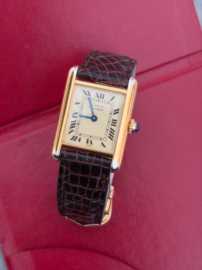 保証書付き❗️純正Dバックル　カルティエ SM マストタンク　ヴェルメイユ