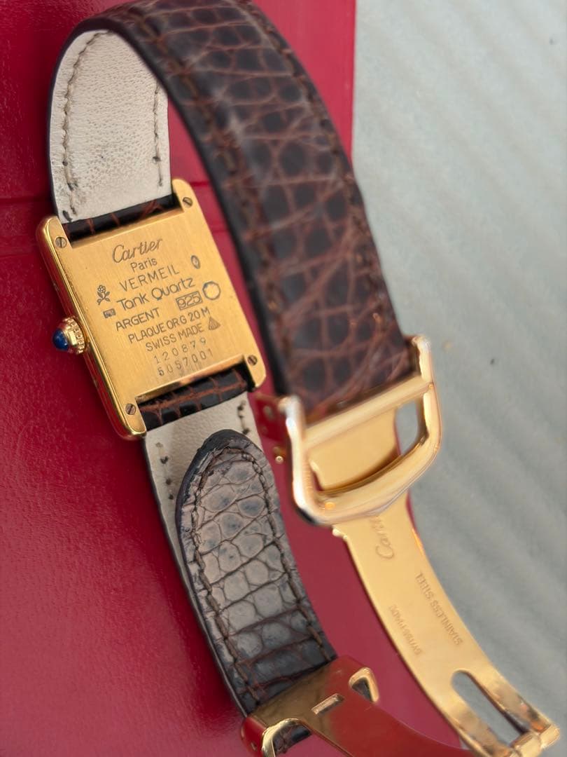 保証書付き❗️純正Dバックル　カルティエ SM マストタンク　ヴェルメイユ