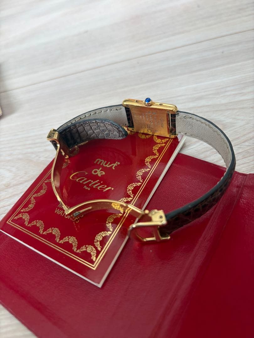 保証書付き❗️純正Dバックル　カルティエ SM マストタンク　ヴェルメイユ