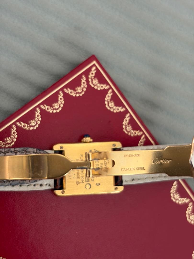 保証書付き❗️純正Dバックル　カルティエ SM マストタンク　ヴェルメイユ