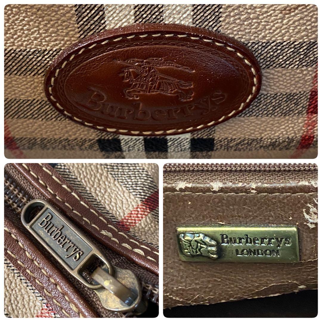 バーバリーロンドン　ボストンバッグ　2way PVCレザー　ノバチェック　ホース