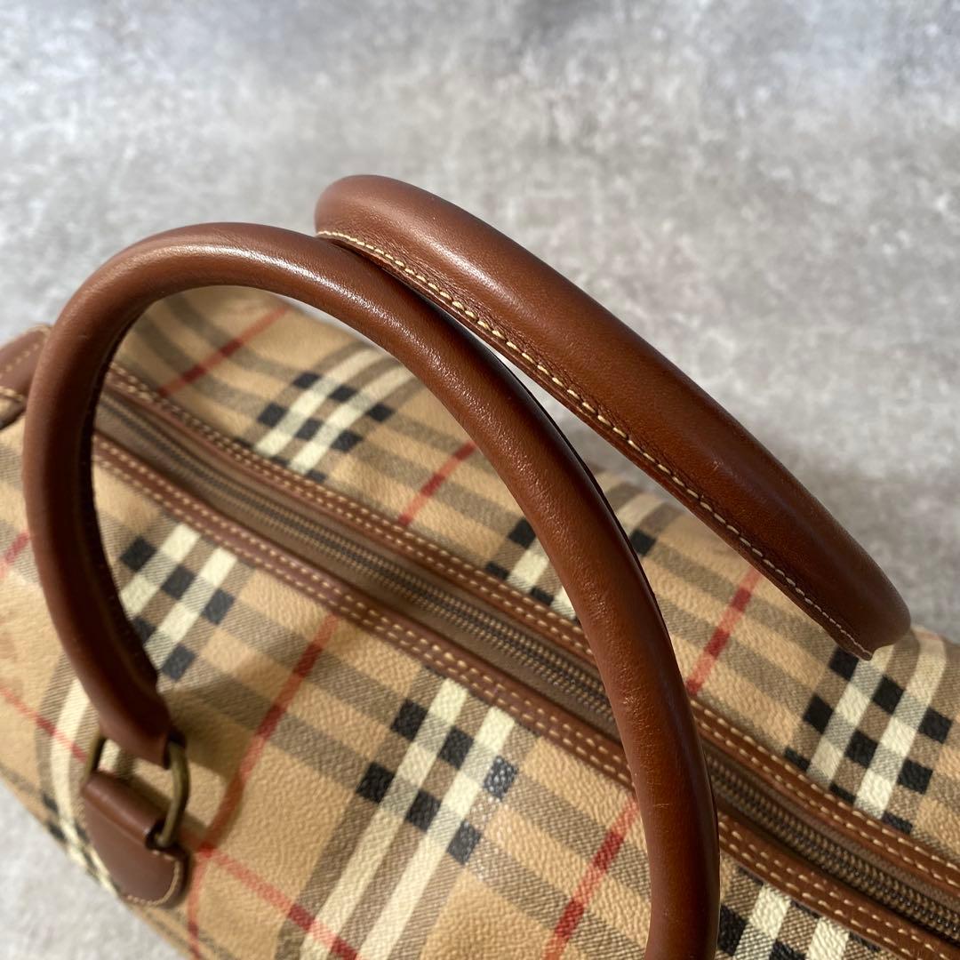 バーバリーロンドン　ボストンバッグ　2way PVCレザー　ノバチェック　ホース