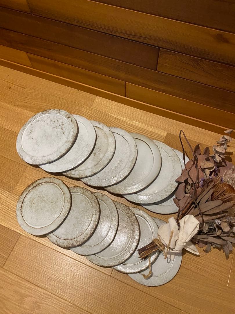 丹波立杭焼　英一窯　丸皿13枚セット