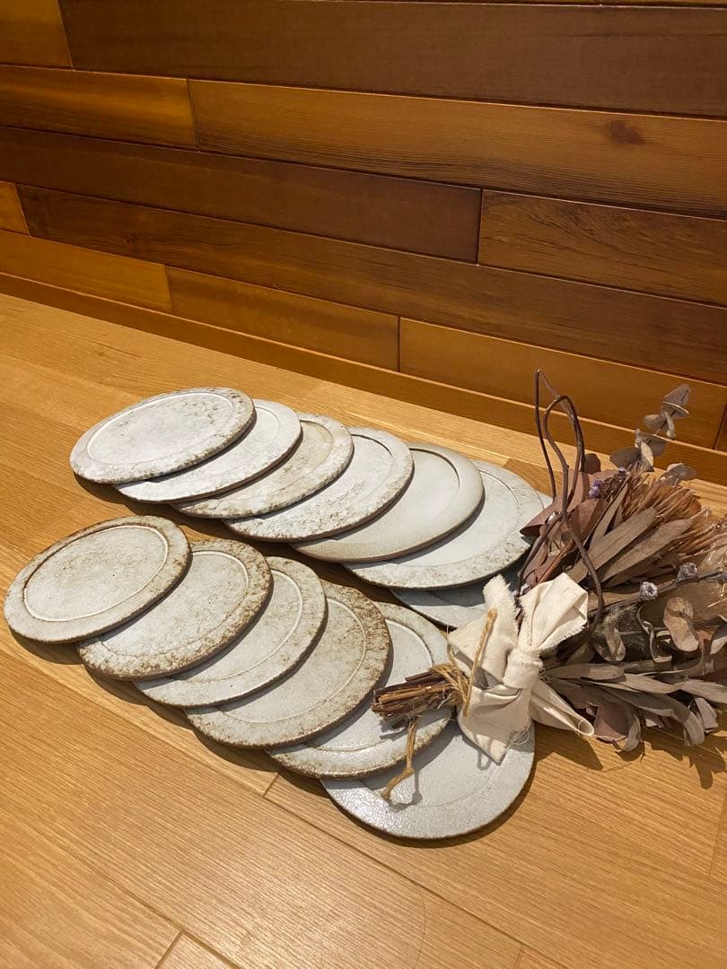 丹波立杭焼　英一窯　丸皿13枚セット