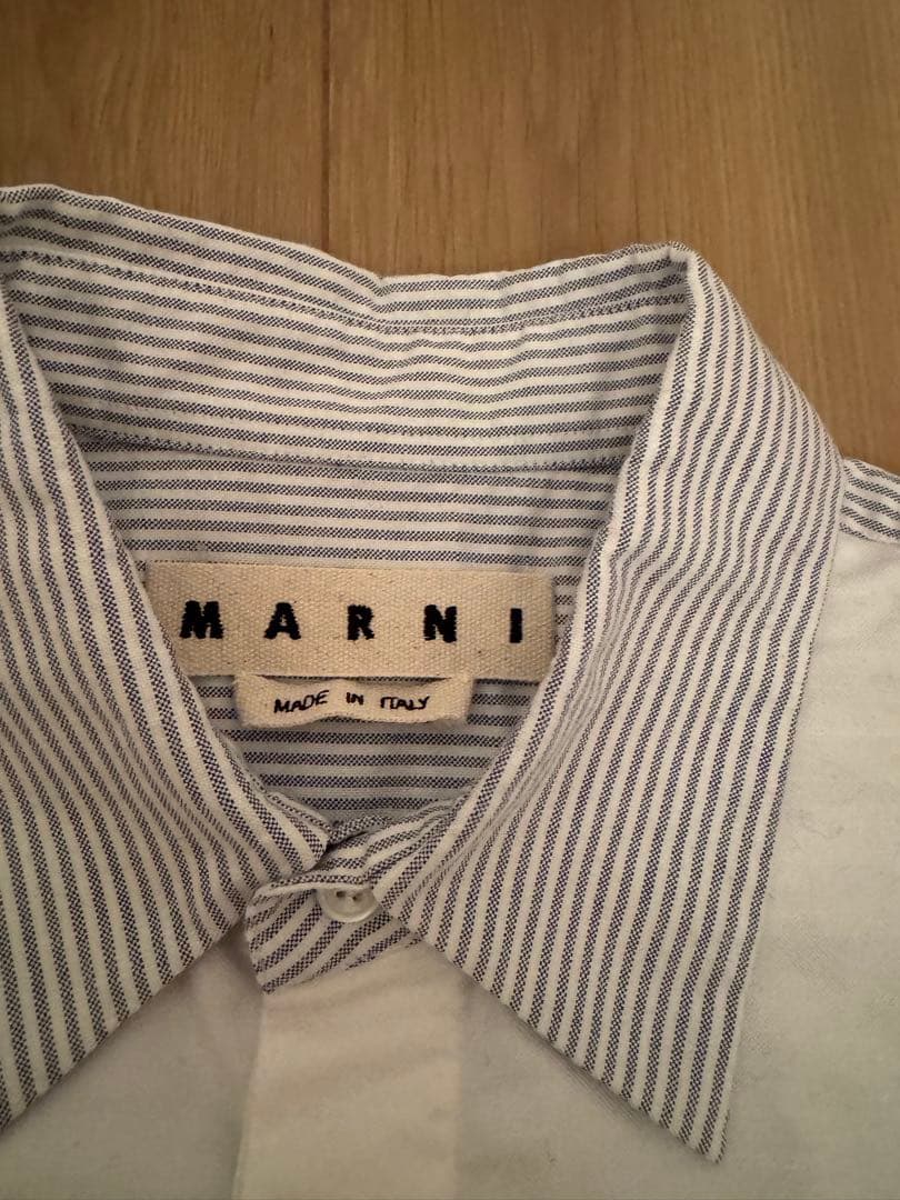 MARNI マルニ パッチワーク ストライプ シャツ 48 イタリア製 美品