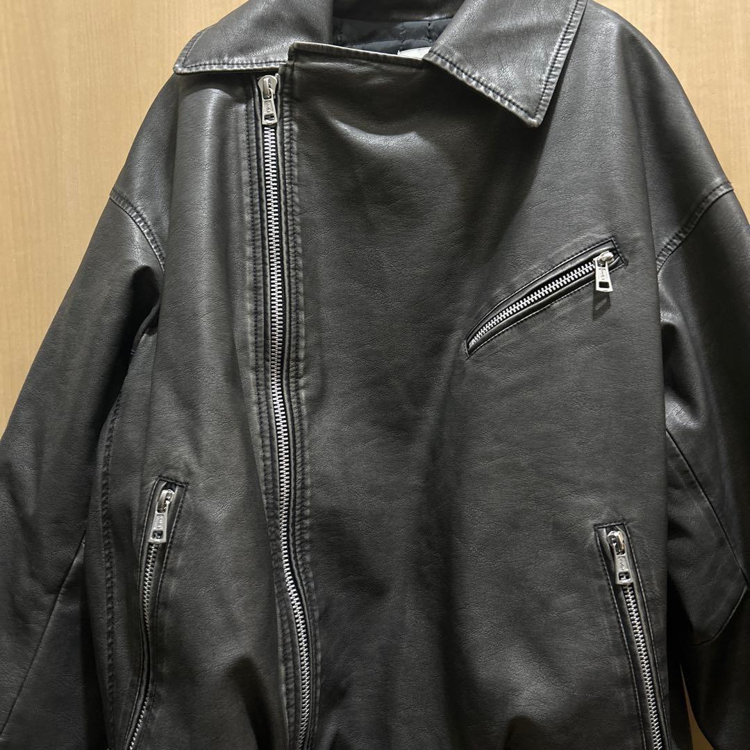 searoomlynn VintagewashECOレザーキルティングライダース