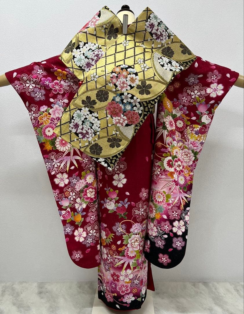 振り袖　フルセット　長襦袢　金彩加工　刺繍入り　銀通し　成人式　ブランド　742