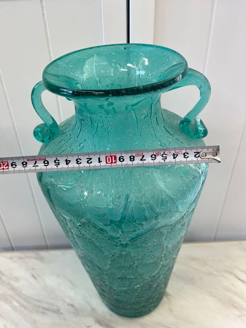 貴重！　巨大吹きガラス　アイスクラック　フラワーベース　花瓶　アンティークアート