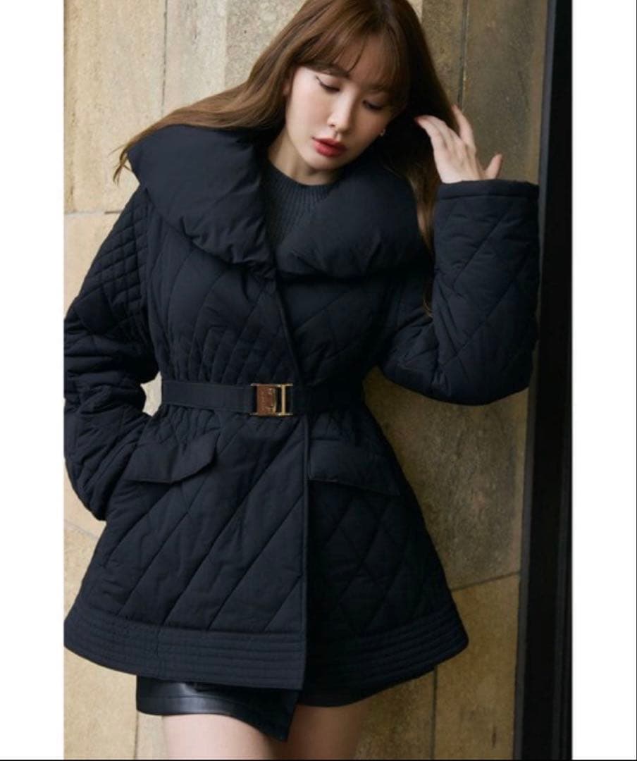 ブラックキルティングコート Madison Quilted Short Coat