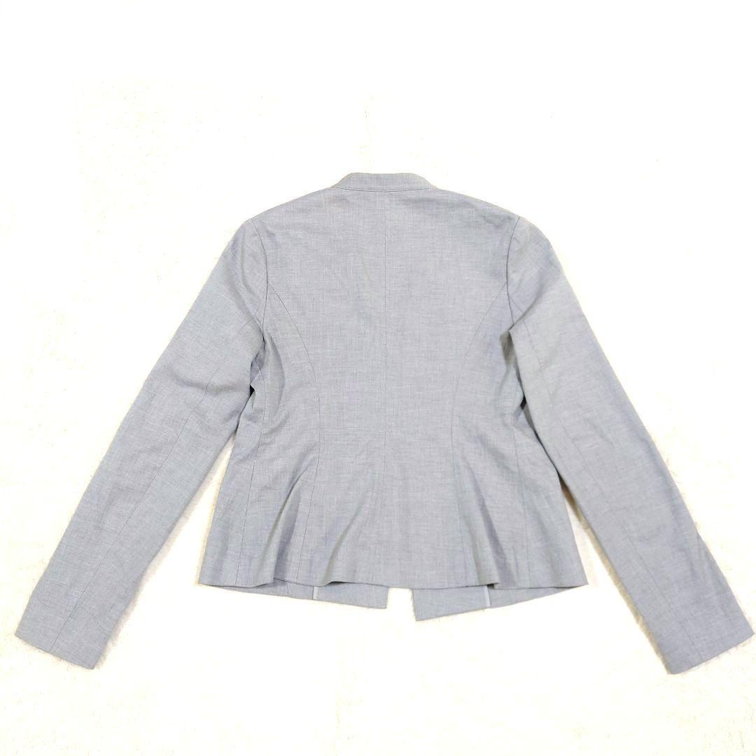 theory ノーカラー Vネック ストレッチ パンツスーツ グレー Mサイズ