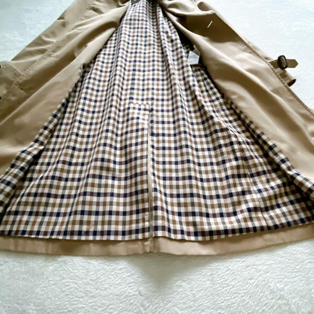 クリーニング済☆ Aquascutum ベルト付きトレンチコート　チェック柄