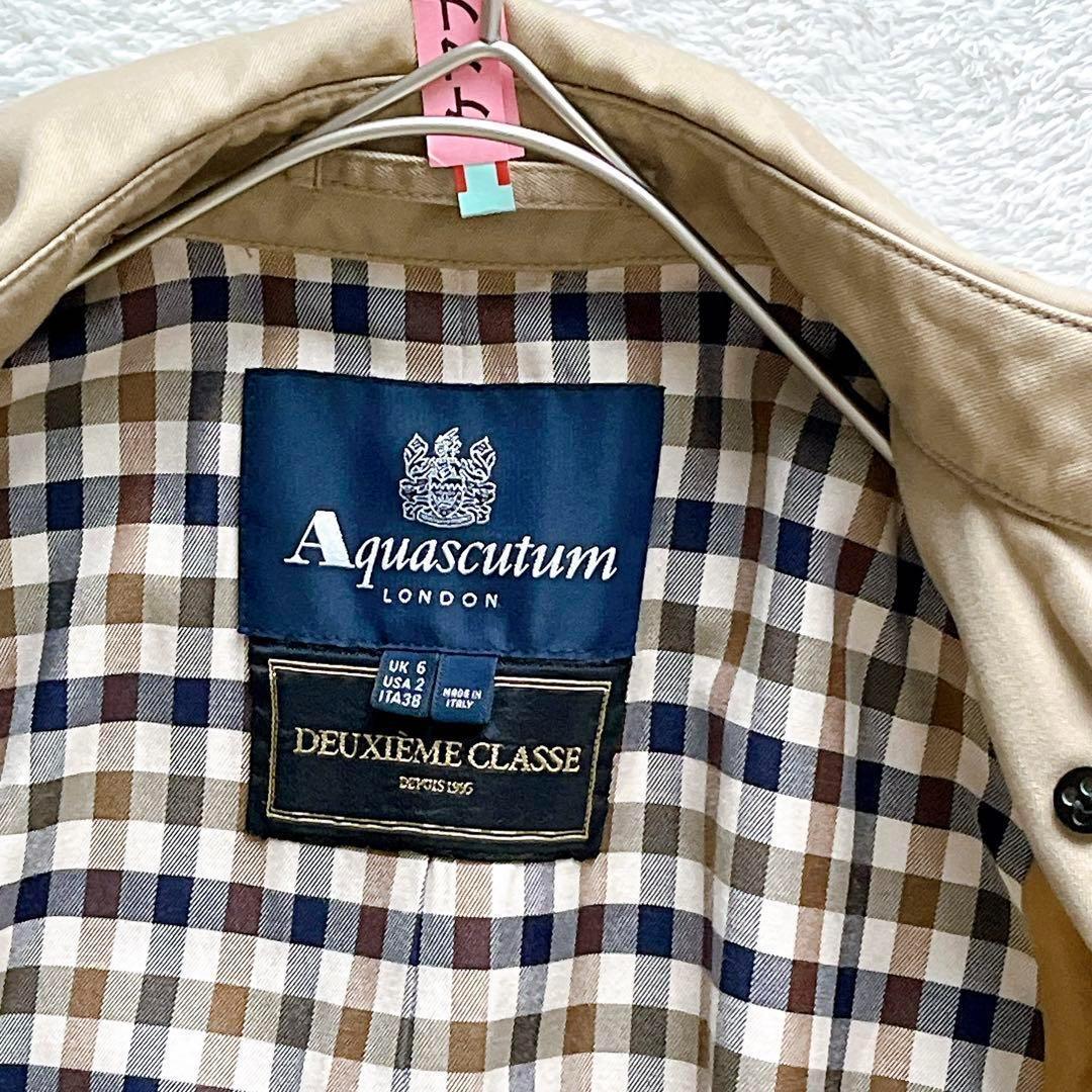 クリーニング済☆ Aquascutum ベルト付きトレンチコート　チェック柄