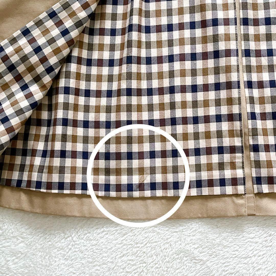 クリーニング済☆ Aquascutum ベルト付きトレンチコート　チェック柄