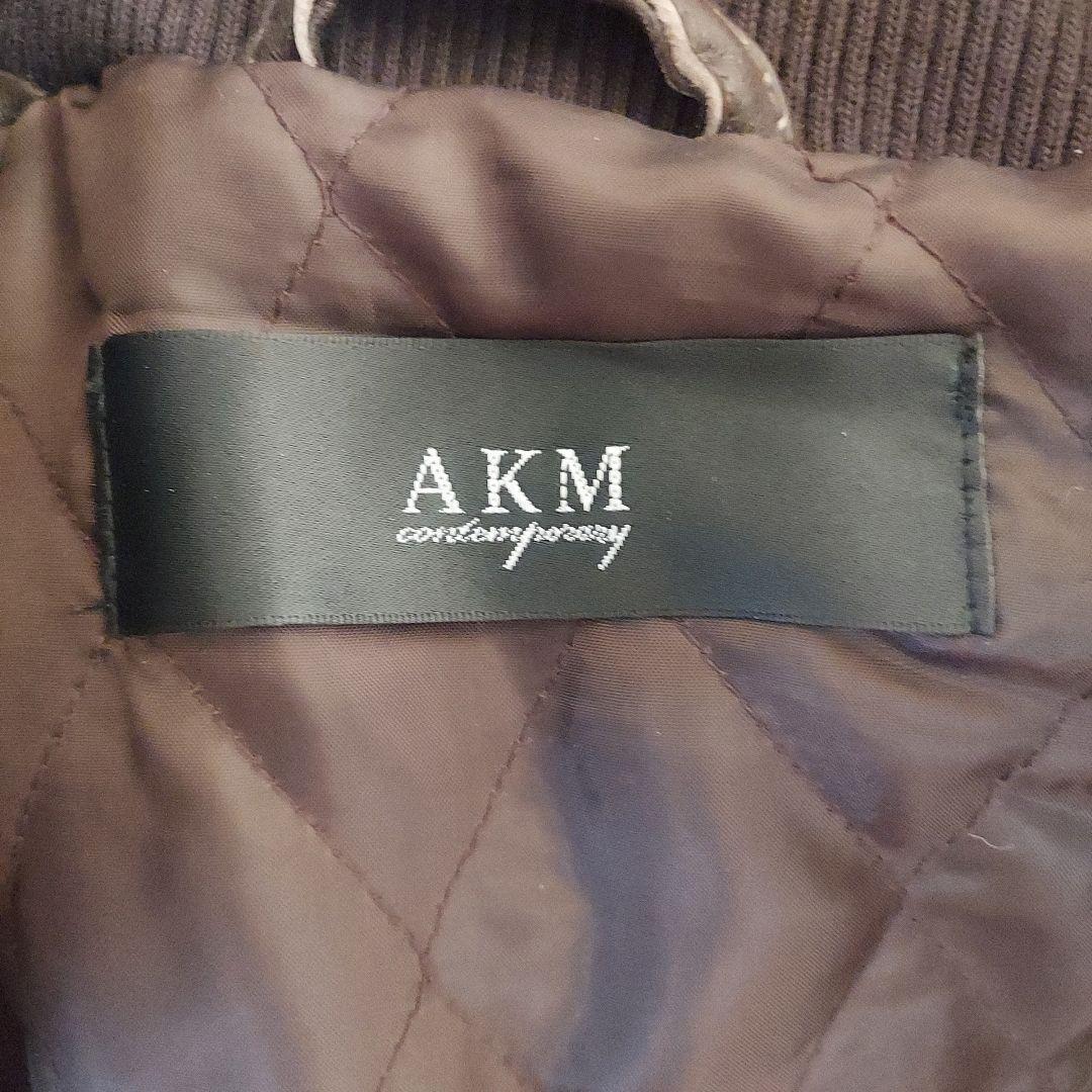 【AKM】エイケイエム ダブルファスナー ラムレザージャケット パーカー M 茶