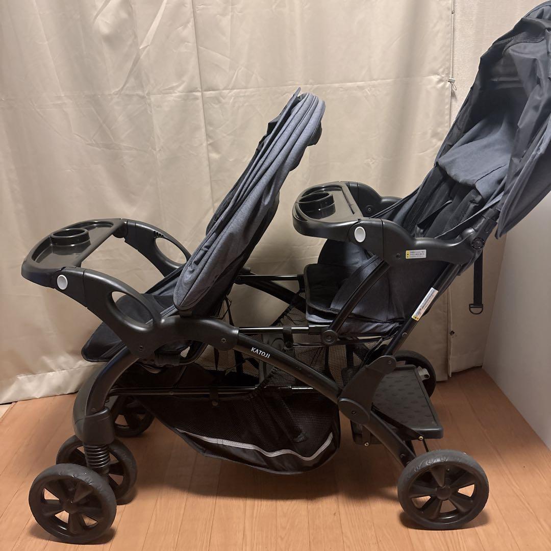【動作確認済】カトージ 二人でゴーDX デニム 二人乗りベビーカー