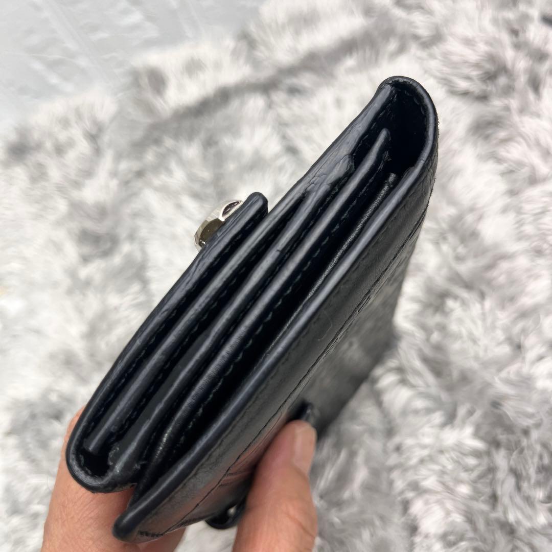 美品✨GUCCI ホースビット柄　レザー　Wホック　ブラック　メンズ　長財布